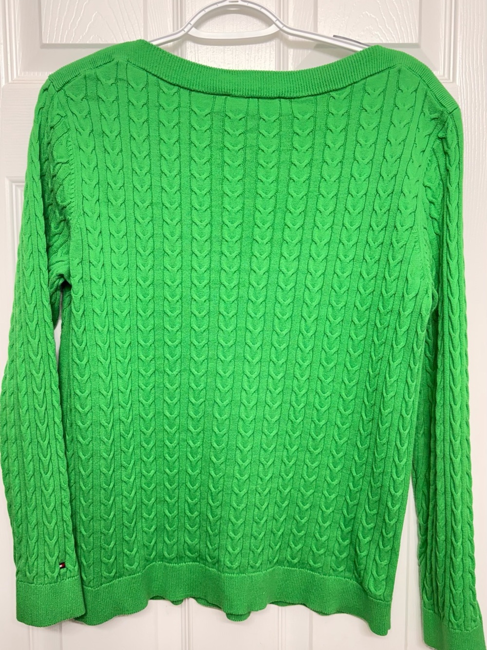 Tommy Hilfiger Bright Green Cable-Knit Off-the-Shoulder Sweater